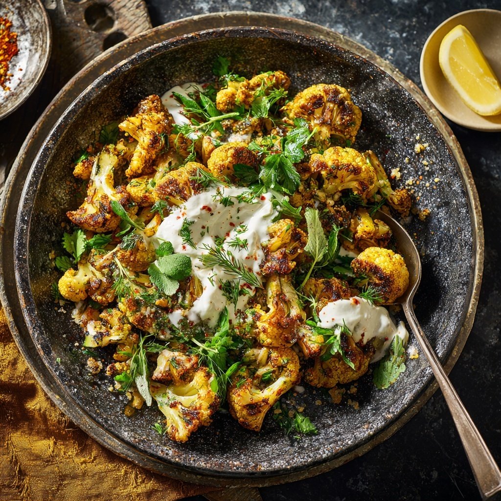 Blumenkohl Pfanne Mit Zitronen Joghurt