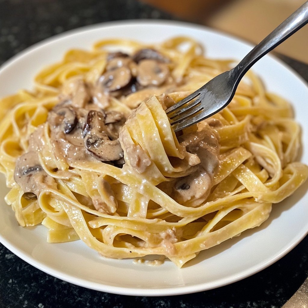 Tagliatelle mit Pilzrahm